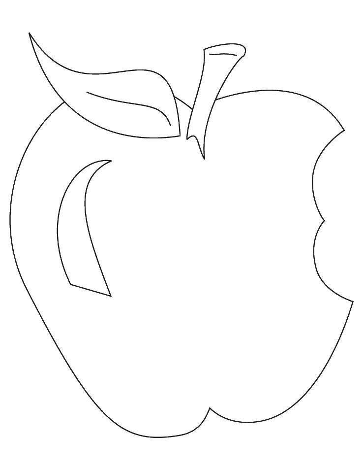 Название: Раскраска Откусанное яблоко. Категория: Контуры фруктов. Теги: яблоко, листок, контур.