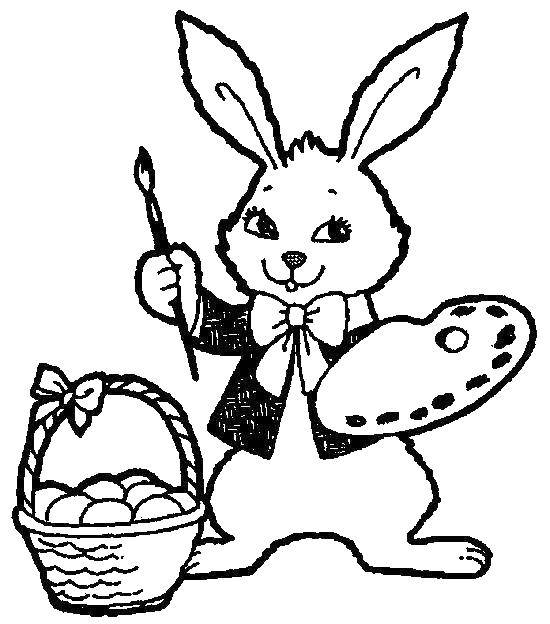 Название: Раскраска Пасхальный кролик художник. Категория: пасха. Теги: Пасха, яйца, узоры, кролик.