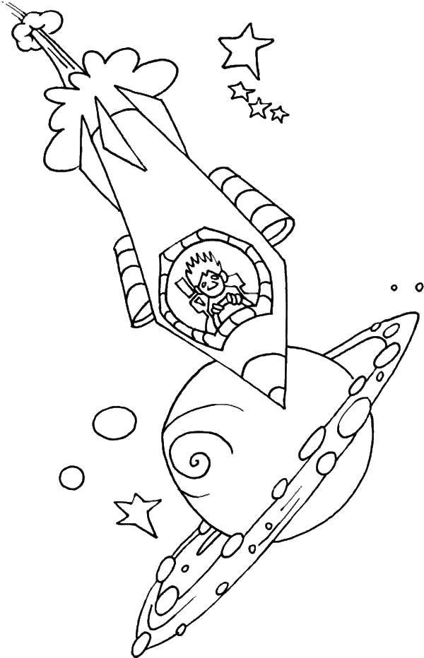 Coloring Rocket Saturn. Category rockets. Tags:  rockets, space, planets.