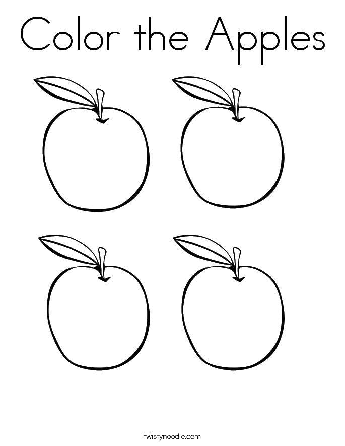 Название: Раскраска Раскрась яблочки. Категория: Контуры фруктов. Теги: фрукты, яблочки.