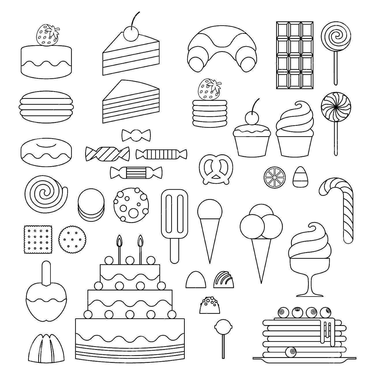 Coloring Sweet food. Category the food. Tags:  food, sweets.