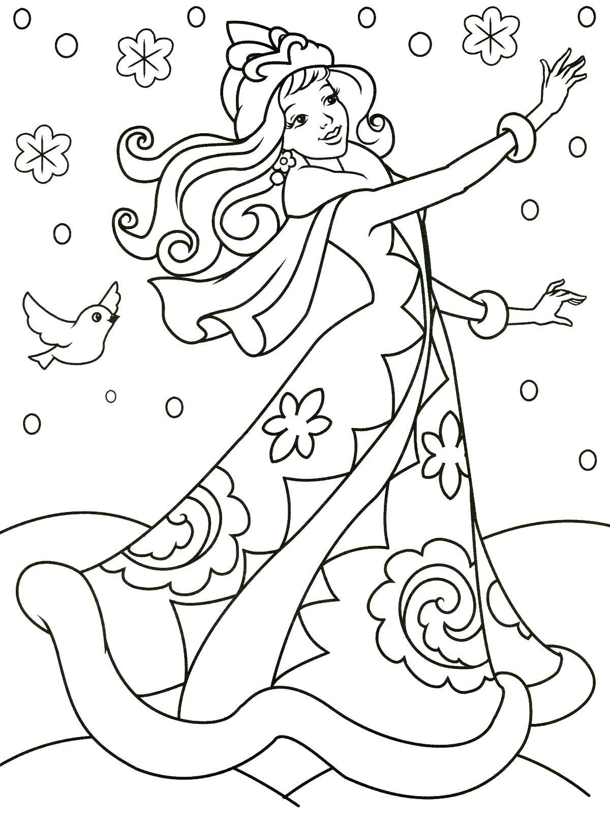Coloring Snow Princess. Category Princess. Tags:  Princess, winter, snow.