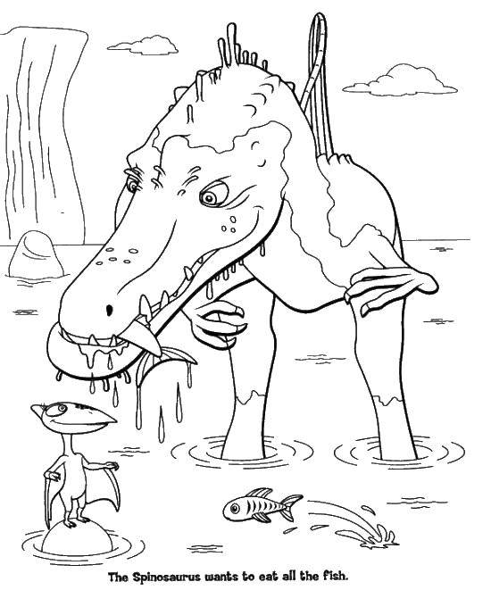 Название: Раскраска Спинозавр. Категория: парк юрского периода. Теги: парк юрского периода, динозавры.