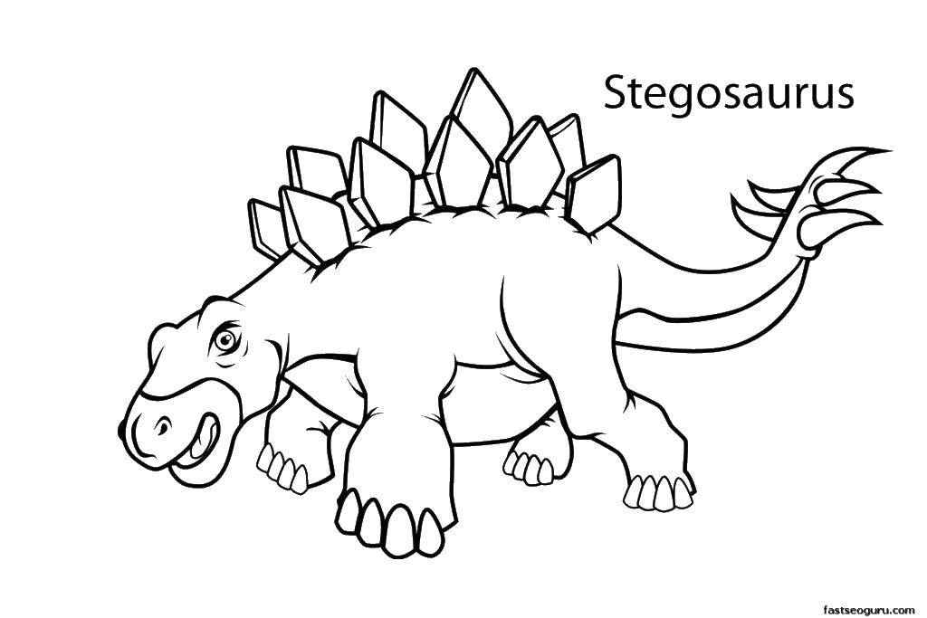 Название: Раскраска Стегозаврус. Категория: парк юрского периода. Теги: динозавр, клыки, хвост.
