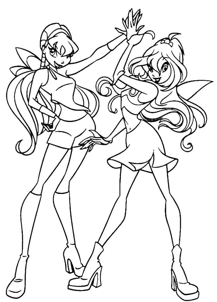 Coloring Stella and bloom from winx cartoon. Category Cartoon character. Tags:  Character cartoon, Winx.