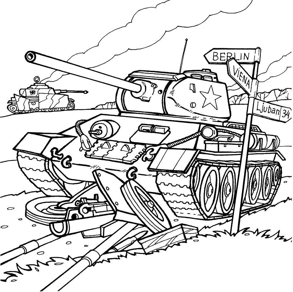 Coloring Tank in Germany. Category coloring to the victory day. Tags:  Military, vehicles, tank, arms.