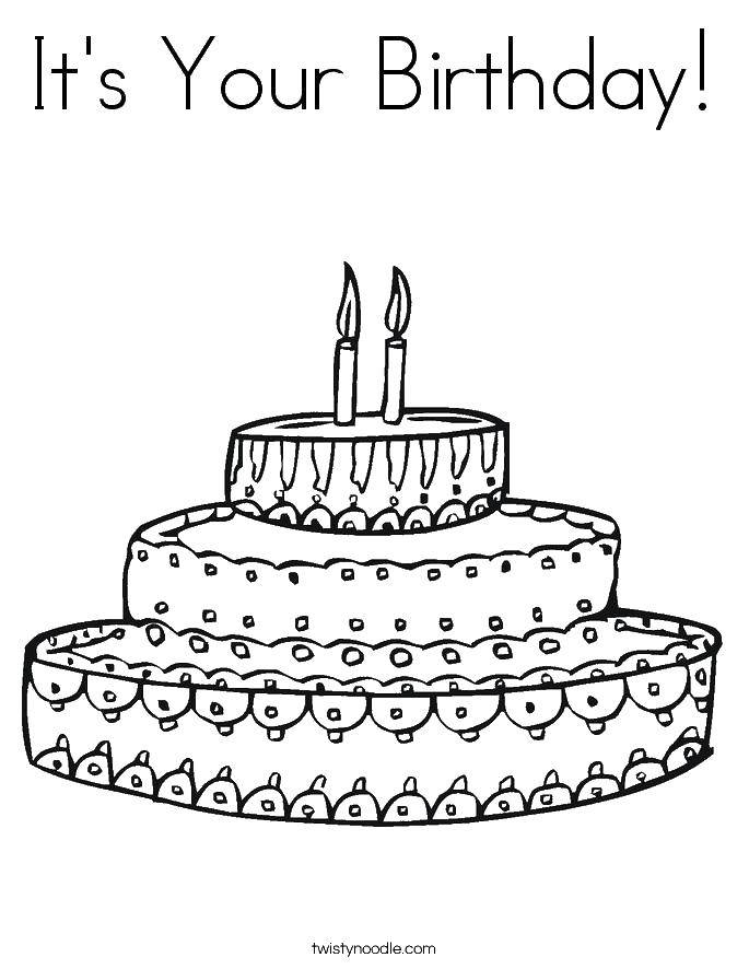 Название: Раскраска Торт и две свечи. Категория: торты. Теги: торт, свечки, крем.