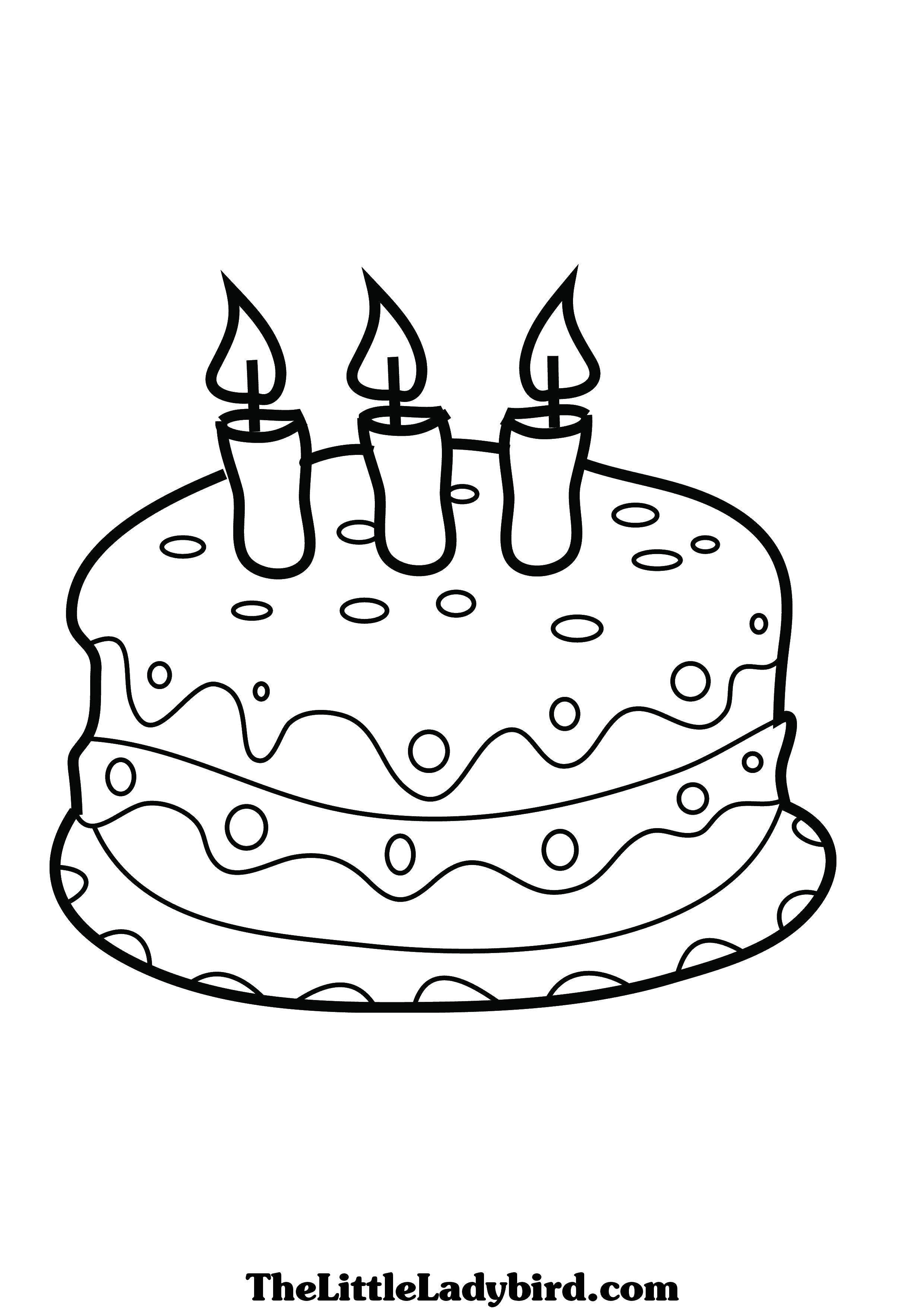 Название: Раскраска Торт и три свечки. Категория: торты. Теги: торт, свечки, крем.