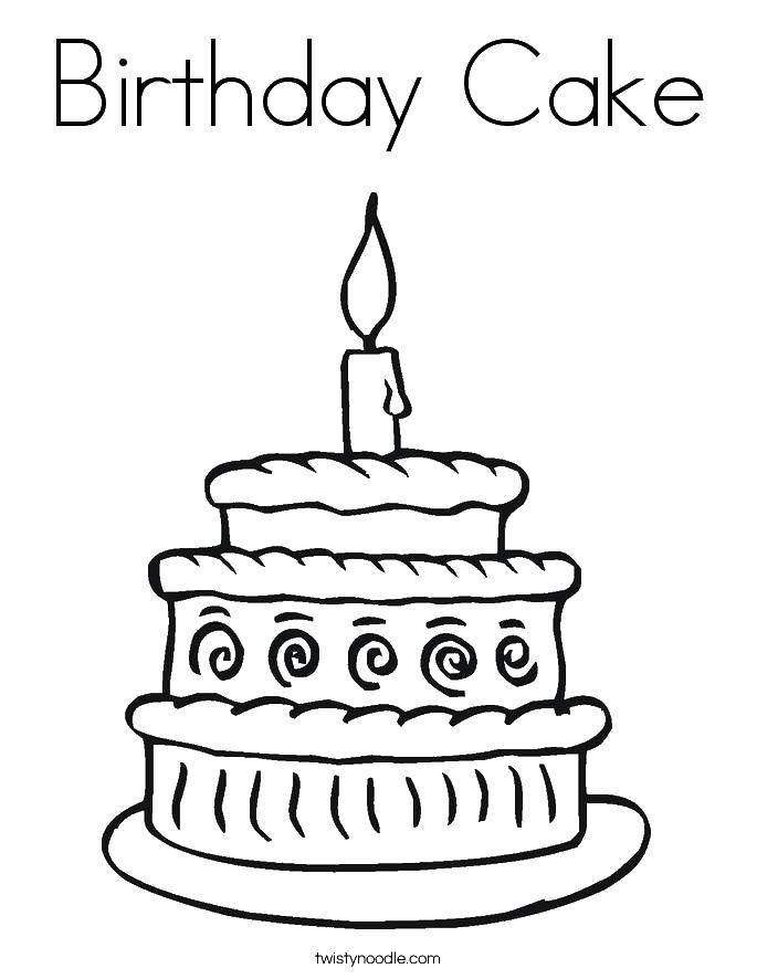 Coloring A three-tiered cake and the candle. Category cakes. Tags:  cake, candle, plate.