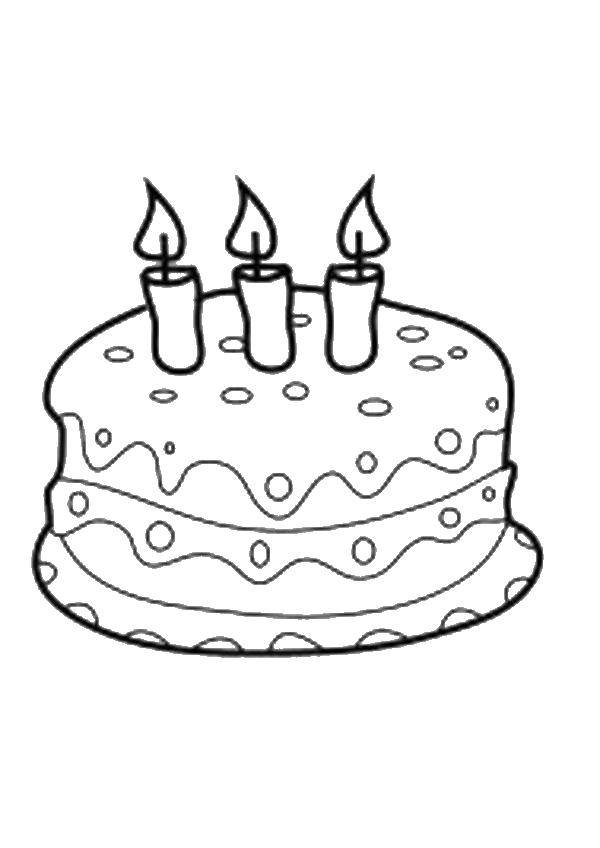 Название: Раскраска Три свечки и торт. Категория: торты. Теги: торт, свечи, крем.