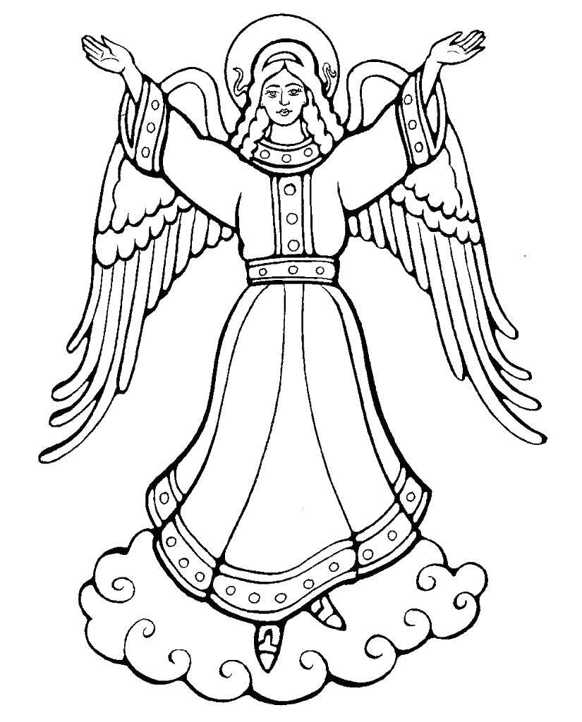 Coloring Angel in heaven. Category the Church. Tags:  Angel .
