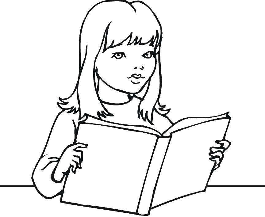 Название: Раскраска Девочка с книгой. Категория: дети. Теги: девочка, книга.