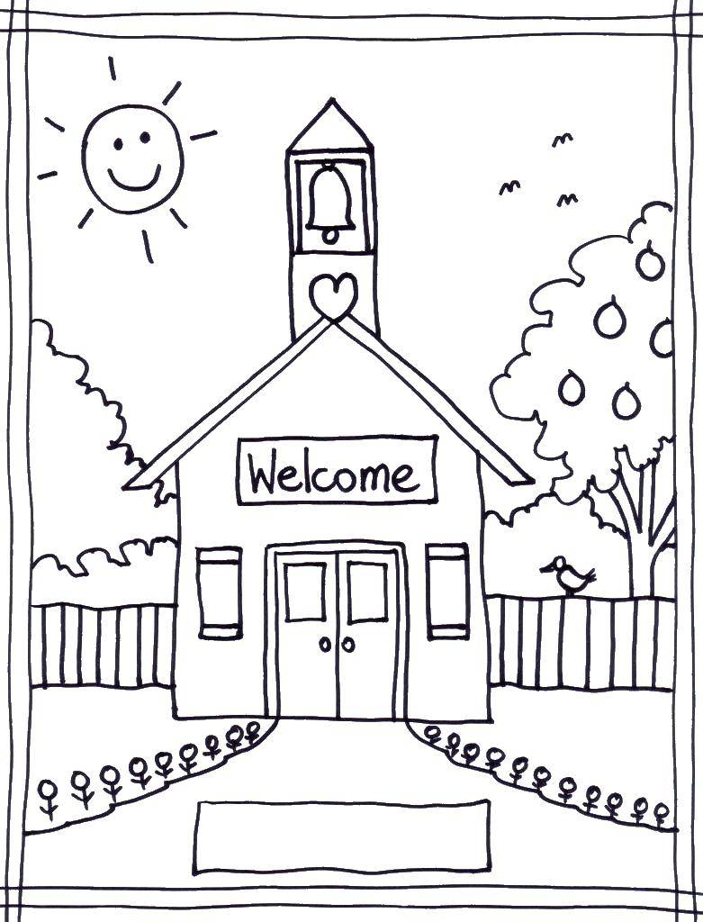 Название: Раскраска Добро пожаловать в церковь. Категория: церковь. Теги: Церковь.
