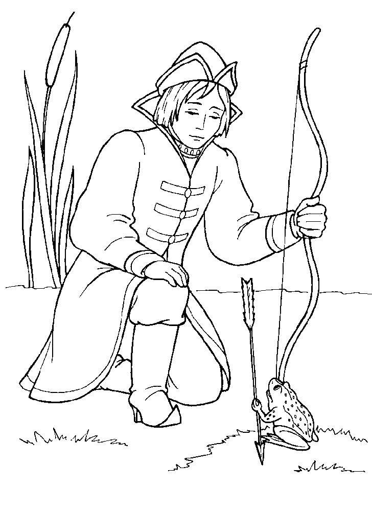 Coloring Ivan Tsarevich found the arrow the frog. Category Fairy tales. Tags:  Fairy tales.