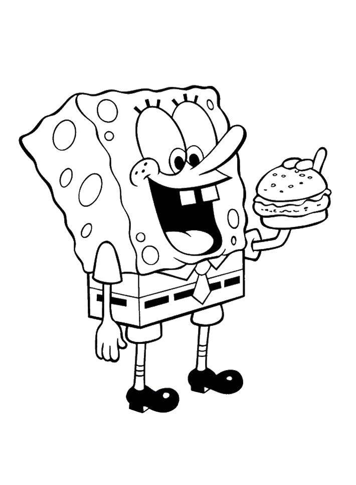 Название: Раскраска Любимый бургер боба. Категория: спанч боб. Теги: Персонаж из мультфильма.