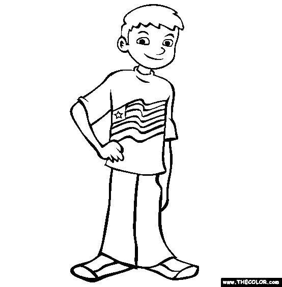 Название: Раскраска Мальчик в футболке. Категория: контур мальчика. Теги: мальчик, футболка, звезда.