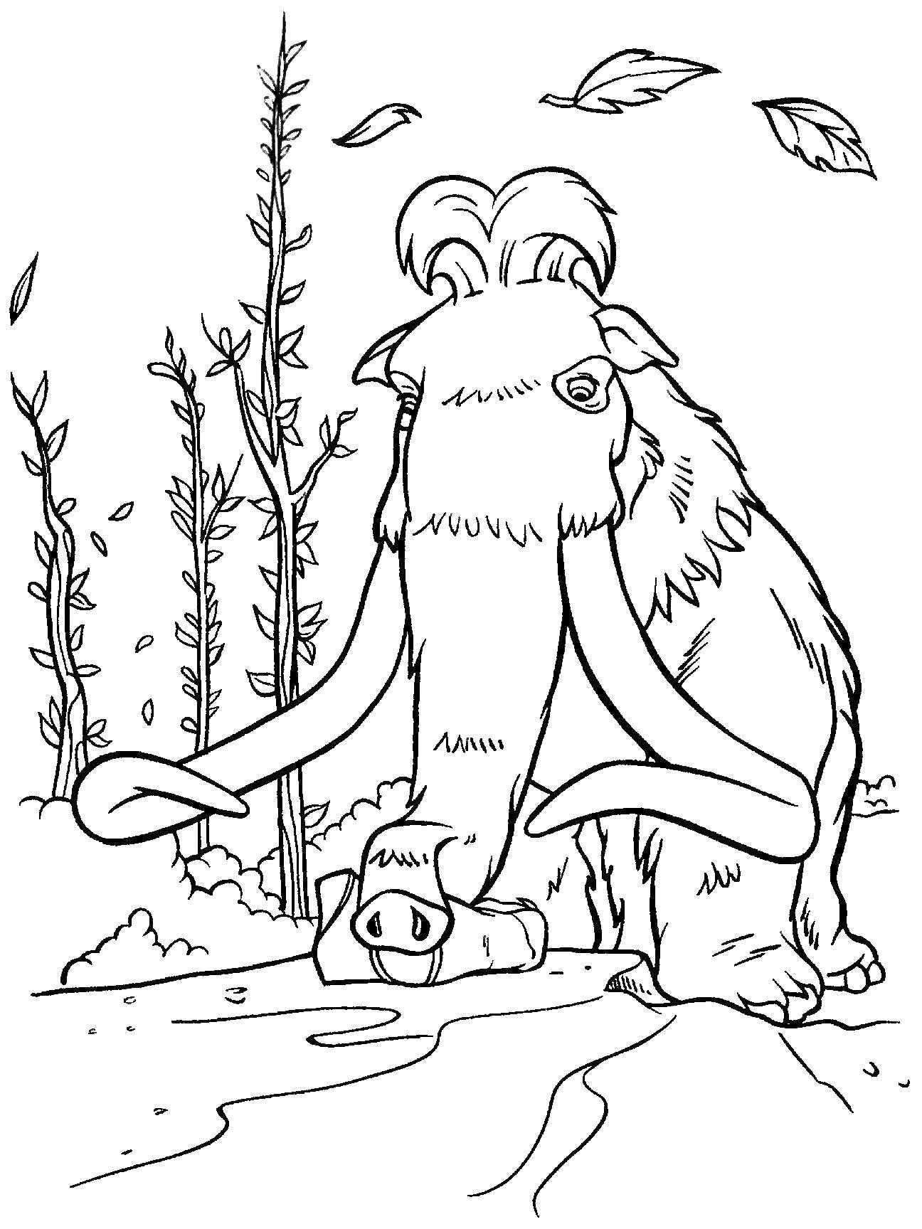 Coloring Mammoth Manny. Category ice age. Tags:  mammoth, tusks, trunk.