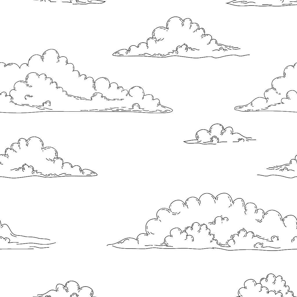 Название: Раскраска Много облаков. Категория: Контур облака. Теги: Облако, небо.