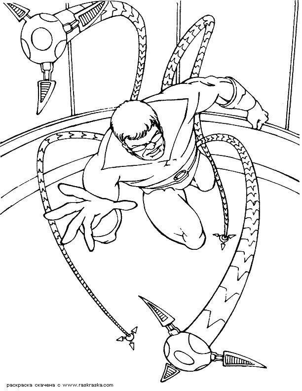 Название: Раскраска Отто октавиус. Категория: человек паук. Теги: Комиксы, Спайдермэн, Человек Паук.
