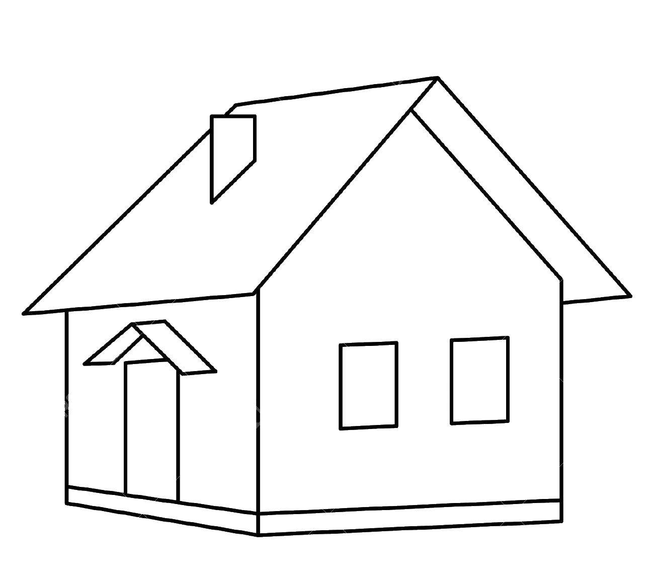 Coloring A simple house. Category The outline of the house. Tags:  House, building.