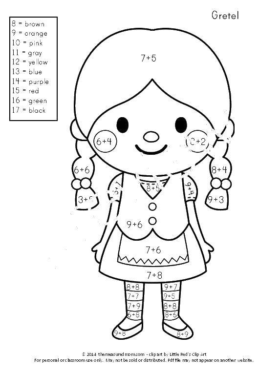 Coloring Solve examples and colour the girl. Category mathematical coloring pages. Tags:  Math, counting, logic.