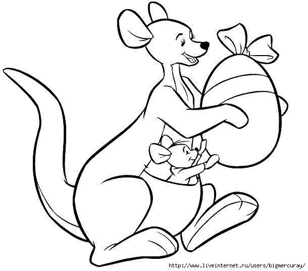 Название: Раскраска Рисунок кенгурe из   мультфильма винни пух. Категория: домашние животные. Теги: кошка, кот.