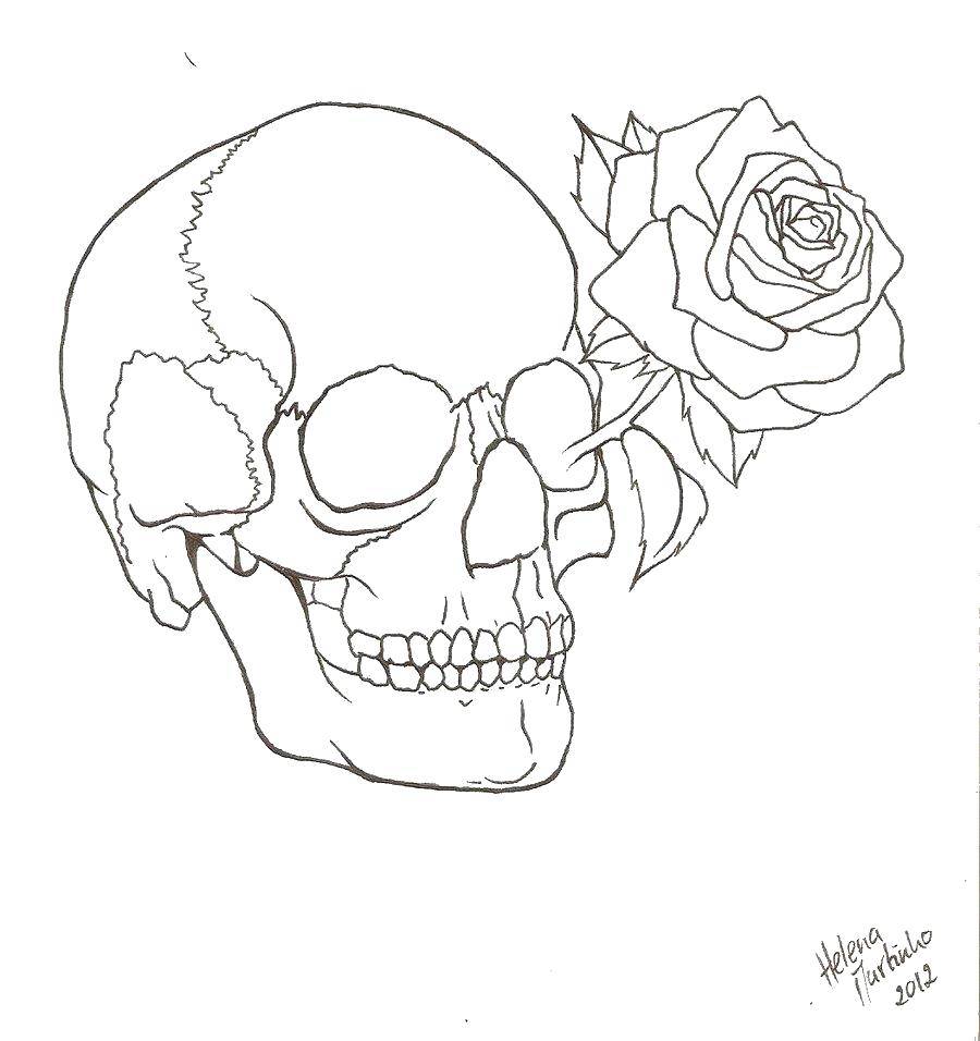 Coloring Rose skull. Category skull. Tags:  Skull.