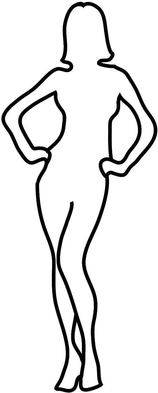 Название: Раскраска Силуэт женщины. Категория: Контур девочки. Теги: силуэт, женщина, руки, ноги.