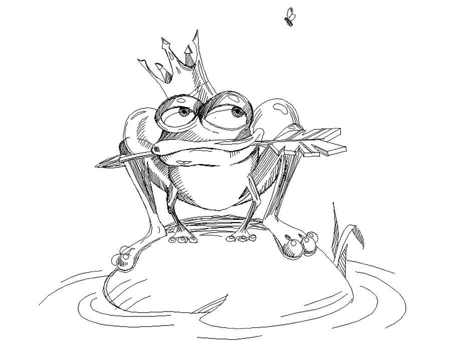 Название: Раскраска Царевна лягушка на камне. Категория: Сказки. Теги: Сказки.