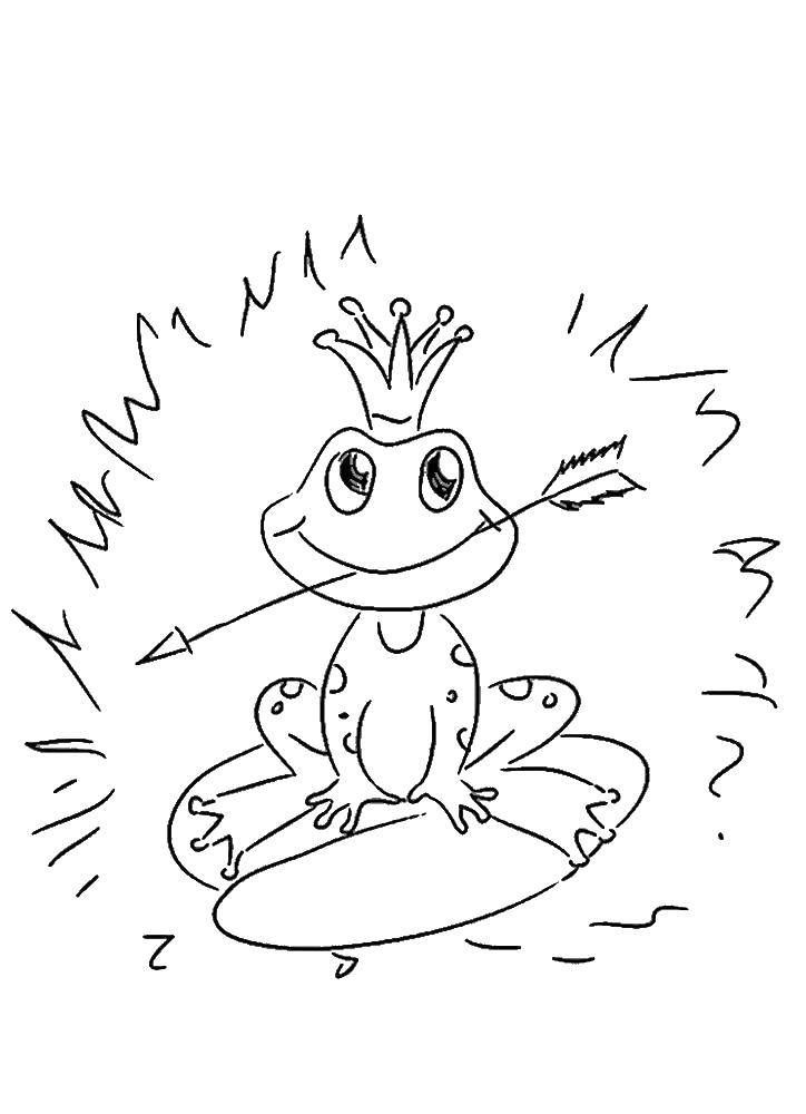 Название: Раскраска Царевна лягушка со стрелой. Категория: Сказки. Теги: Сказки.