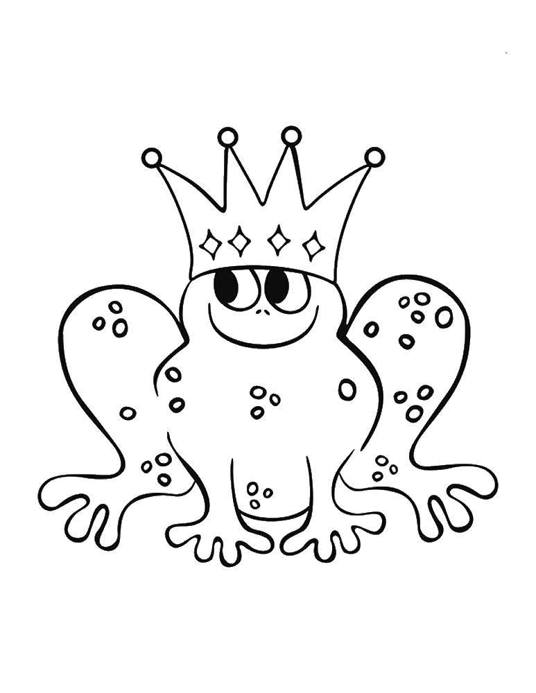 Coloring The frog Princess in a beautiful crown. Category Fairy tales. Tags:  Fairy tales.