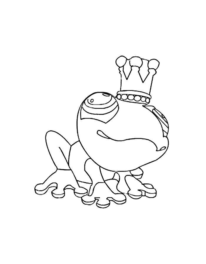 Название: Раскраска Царевна лягушка. Категория: раскраски. Теги: лягушка, корона, глаза.
