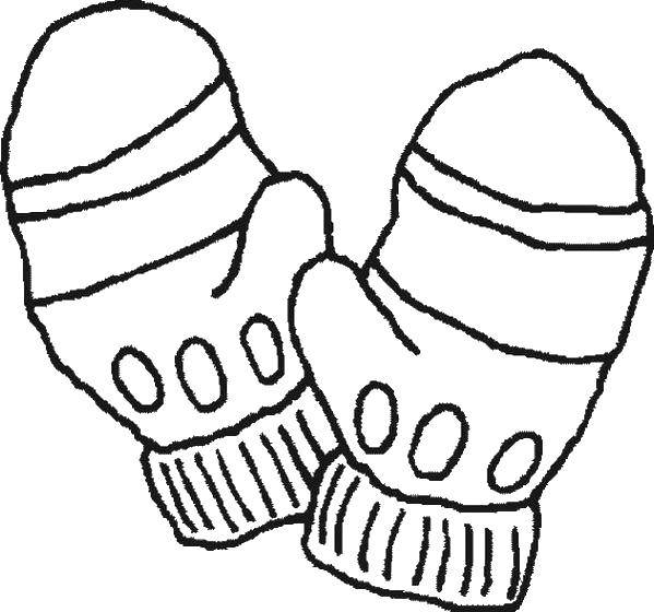 Coloring Warm knitted mittens. Category coloring winter. Tags:  Clothes, winter, mittens.