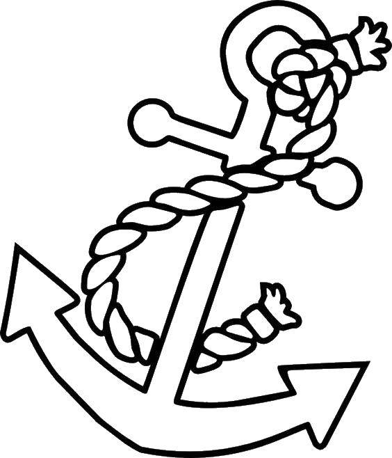 Название: Раскраска Веревка на якоре. Категория: якорь. Теги: Якорь, море.