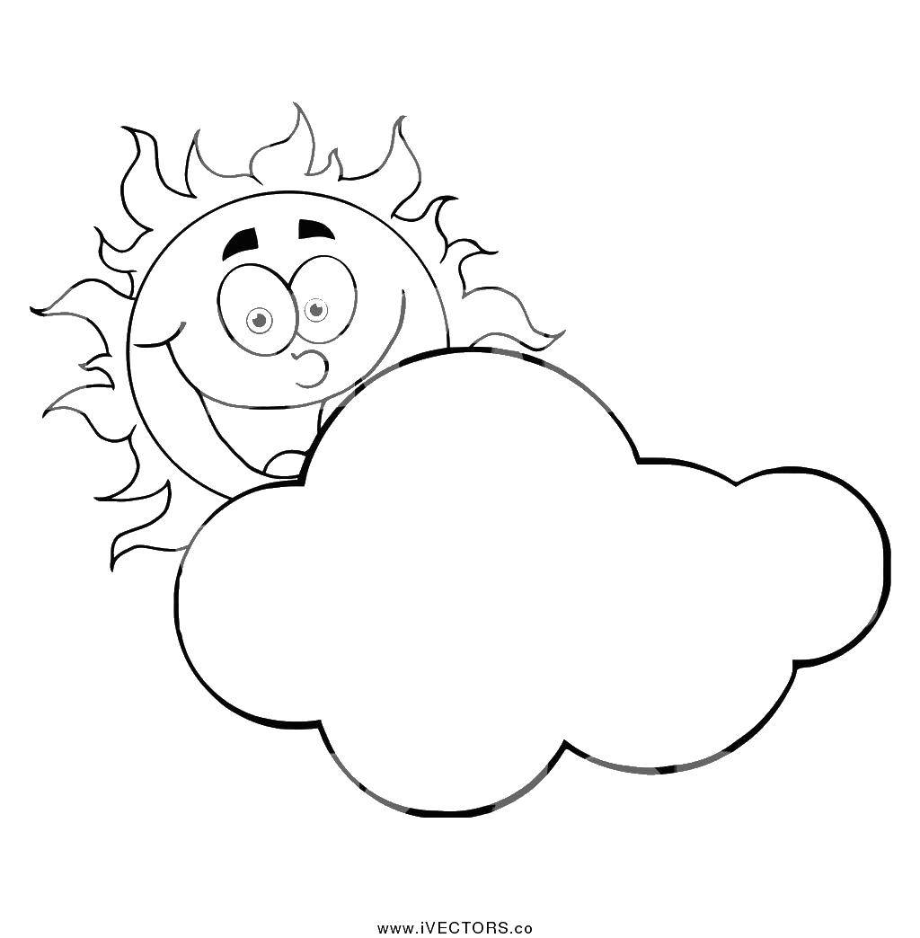 Coloring Bright sun behind a cloud. Category The contour of the clouds . Tags:  Sun, rays, joy.