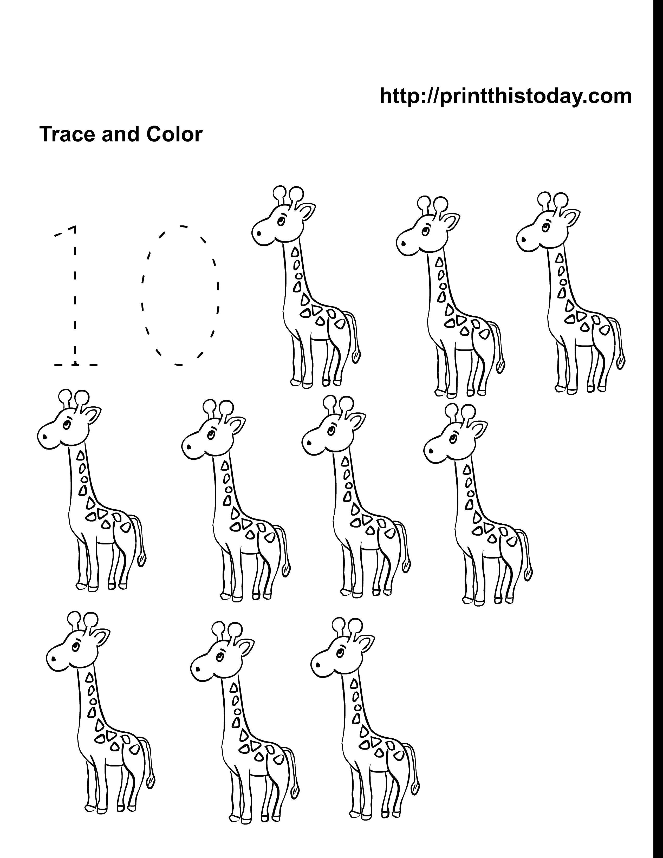 Название: Раскраска 10 жирафов. Категория: Учимся считать. Теги: Цифры, счёт, числа.