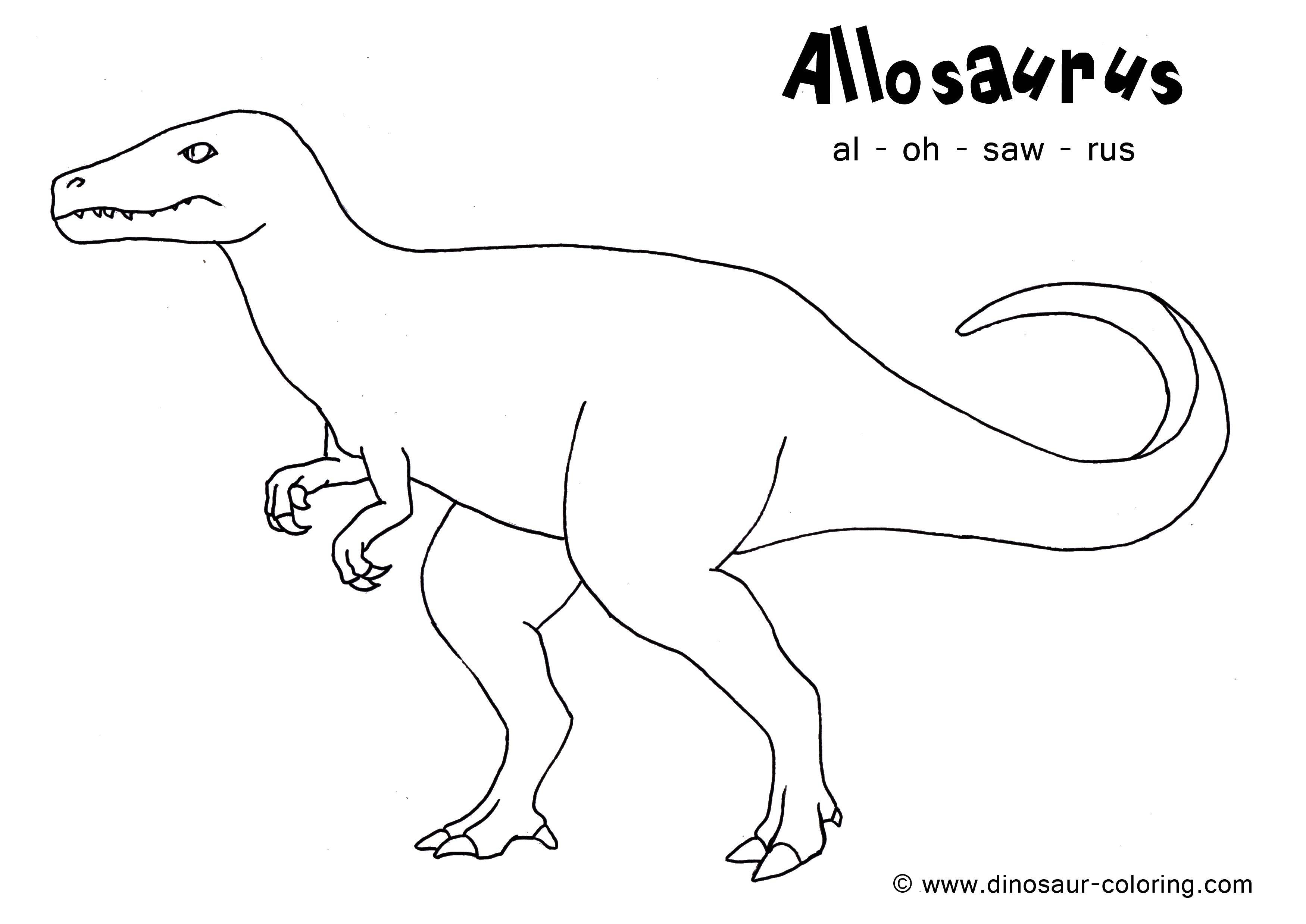 Название: Раскраска Аллозаврус. Категория: динозавр. Теги: динозавр, клыки, хвост.