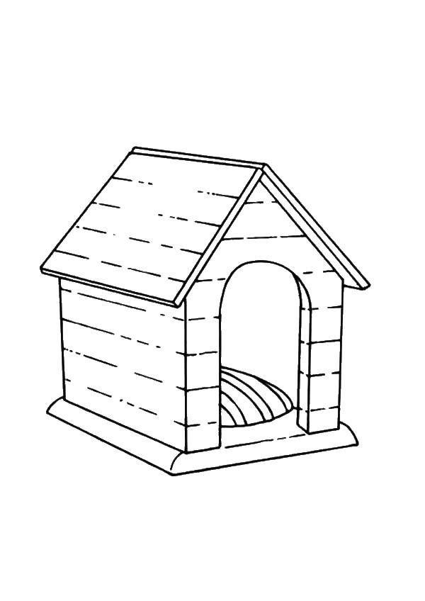 Coloring Box and litter. Category The dog and the box. Tags:  hut, roof, bedding.