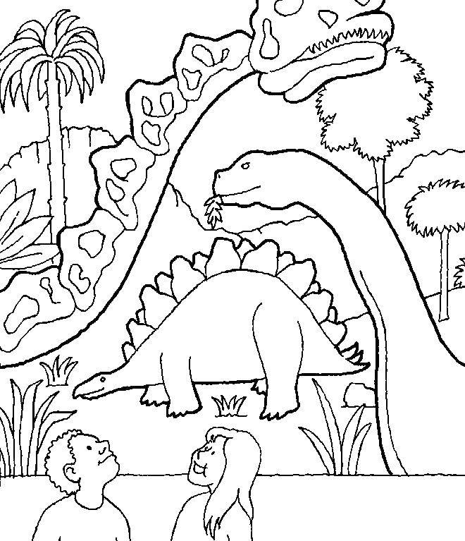 Coloring Children and dinosaur Museum. Category dinosaur. Tags:  children, Museum, dinosaur.