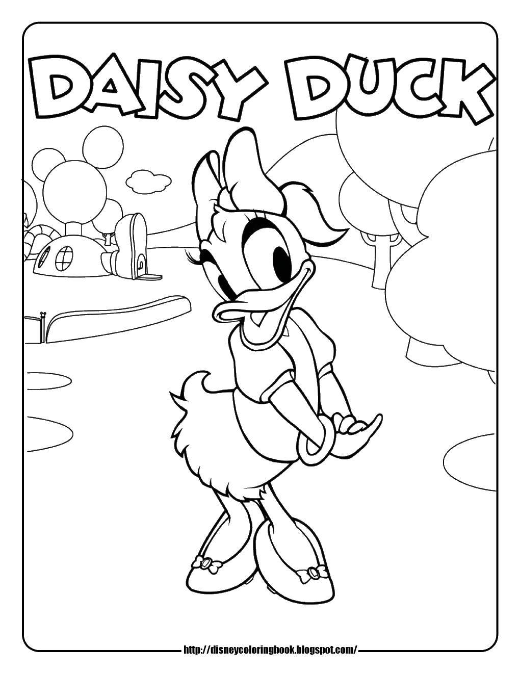 Coloring Daisy. Category cartoons. Tags:  duck, skirt, bowknot.