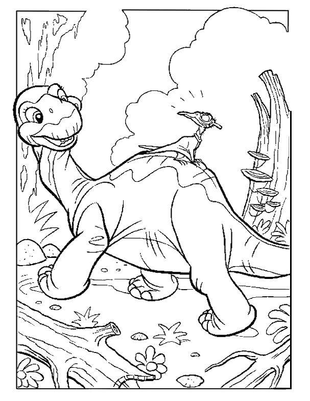 Coloring The dinosaur in the forest. Category dinosaur. Tags:  cartoon, dinosaurs, Dinos.