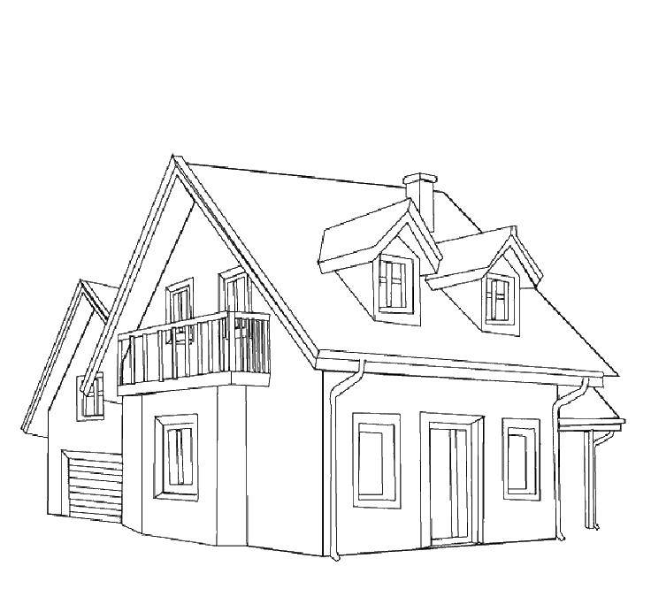 Название: Раскраска Дом с балконом. Категория: Раскраски дом. Теги: Дом, здание.