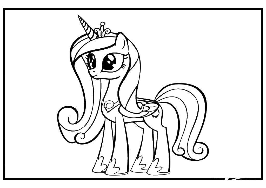 Coloring Unicorn and little crown. Category my little pony. Tags:  unicorn, crown, tail.