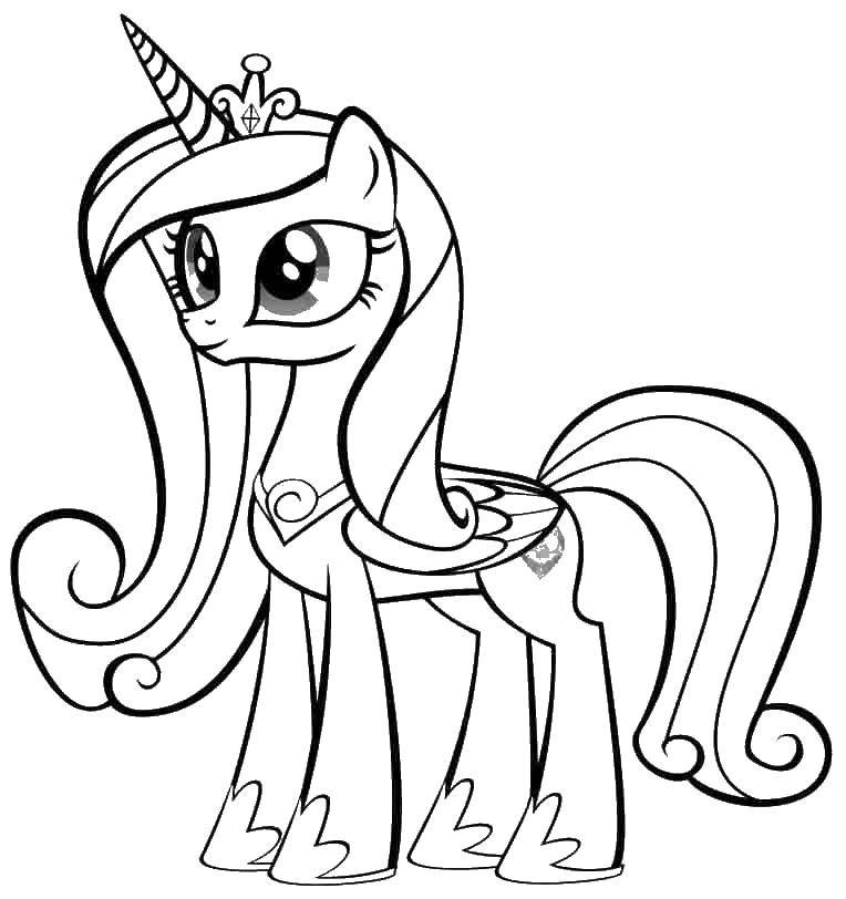 Coloring A unicorn with a crown. Category my little pony. Tags:  unicorn, tail, crown.