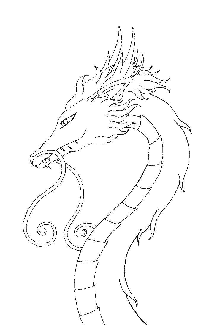 Название: Раскраска Голова китайского дракона. Категория: Драконы. Теги: дракон, усы, голова.