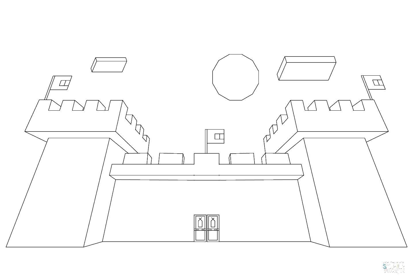 Coloring Chinese castle. Category Locks . Tags:  the castle, towers, flags.