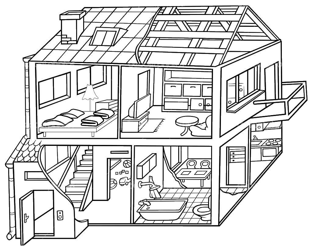 Coloring Room in the house. Category Coloring house. Tags:  home, building, room.