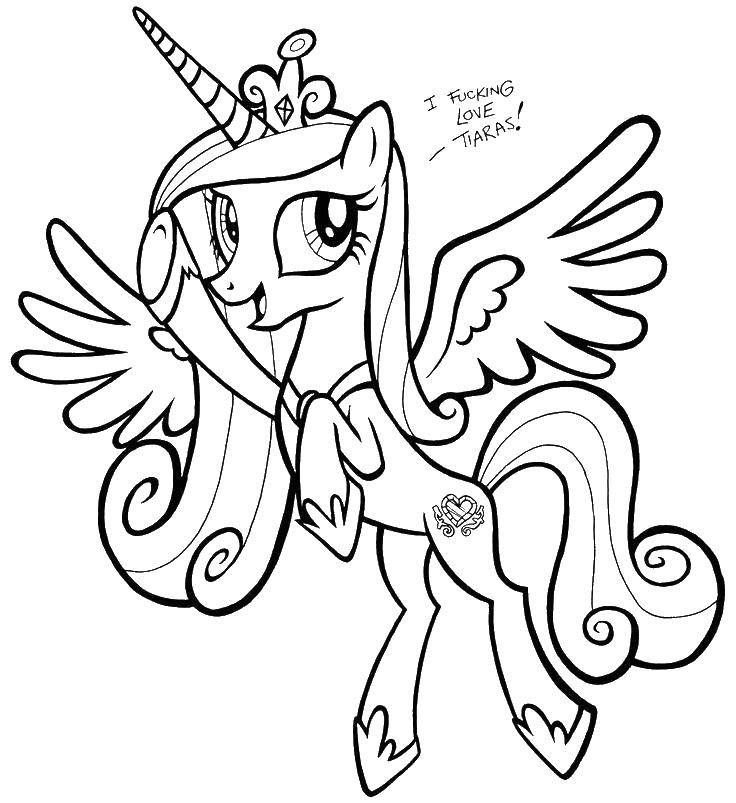 Coloring The winged unicorn in the crown. Category my little pony. Tags:  unicorn, wings, crown.