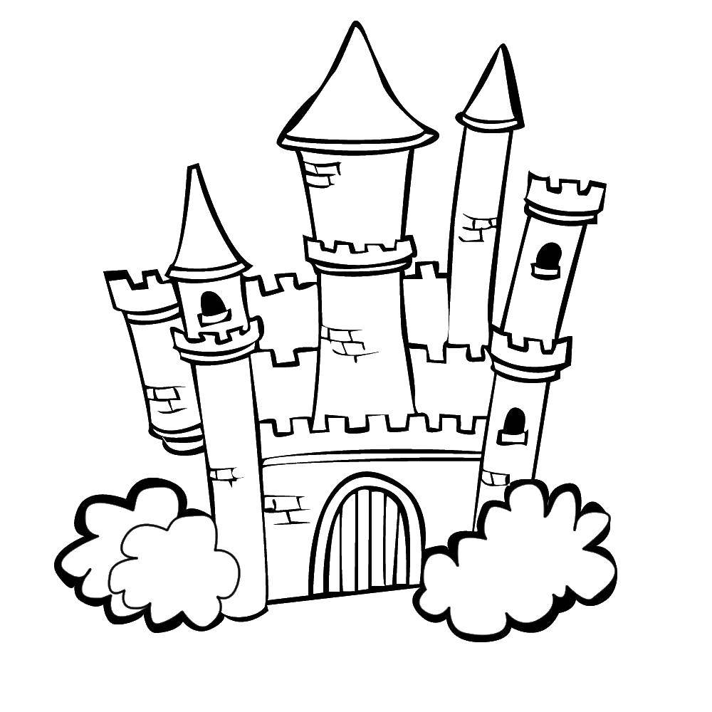 Название: Раскраска Кусты и замок. Категория: Замки. Теги: замок, ворота, башни.