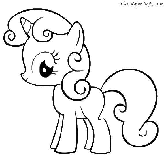 Название: Раскраска Маленький единорог с ресничками. Категория: мой маленький пони. Теги: единорог, грива, реснички, хвост.